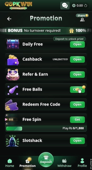 GOPKWIN Game Bonuses