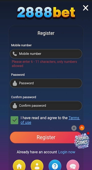 2888Bet Game Register