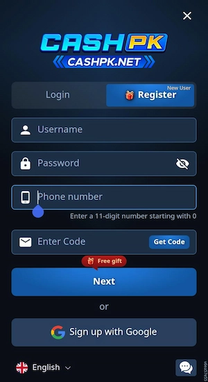 CASH PK Game Register