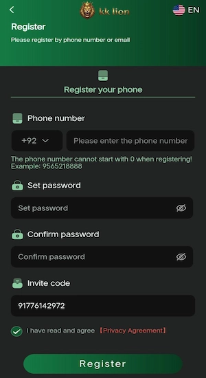 KK LION Game Register