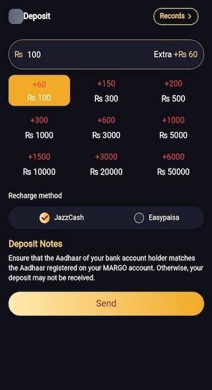 MARGOO BET Game Deposit
