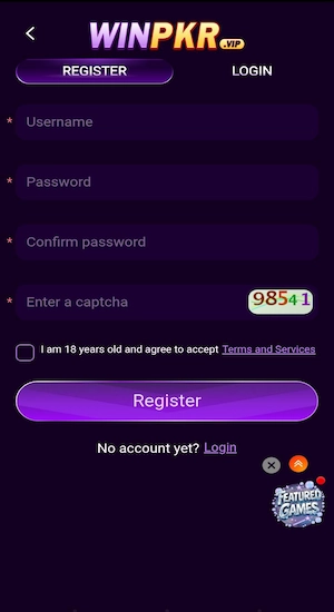 Win PKR Game Register