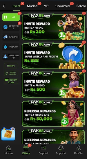 PAK 88 Game bonuses