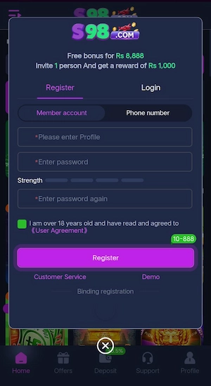 S98 Game Register